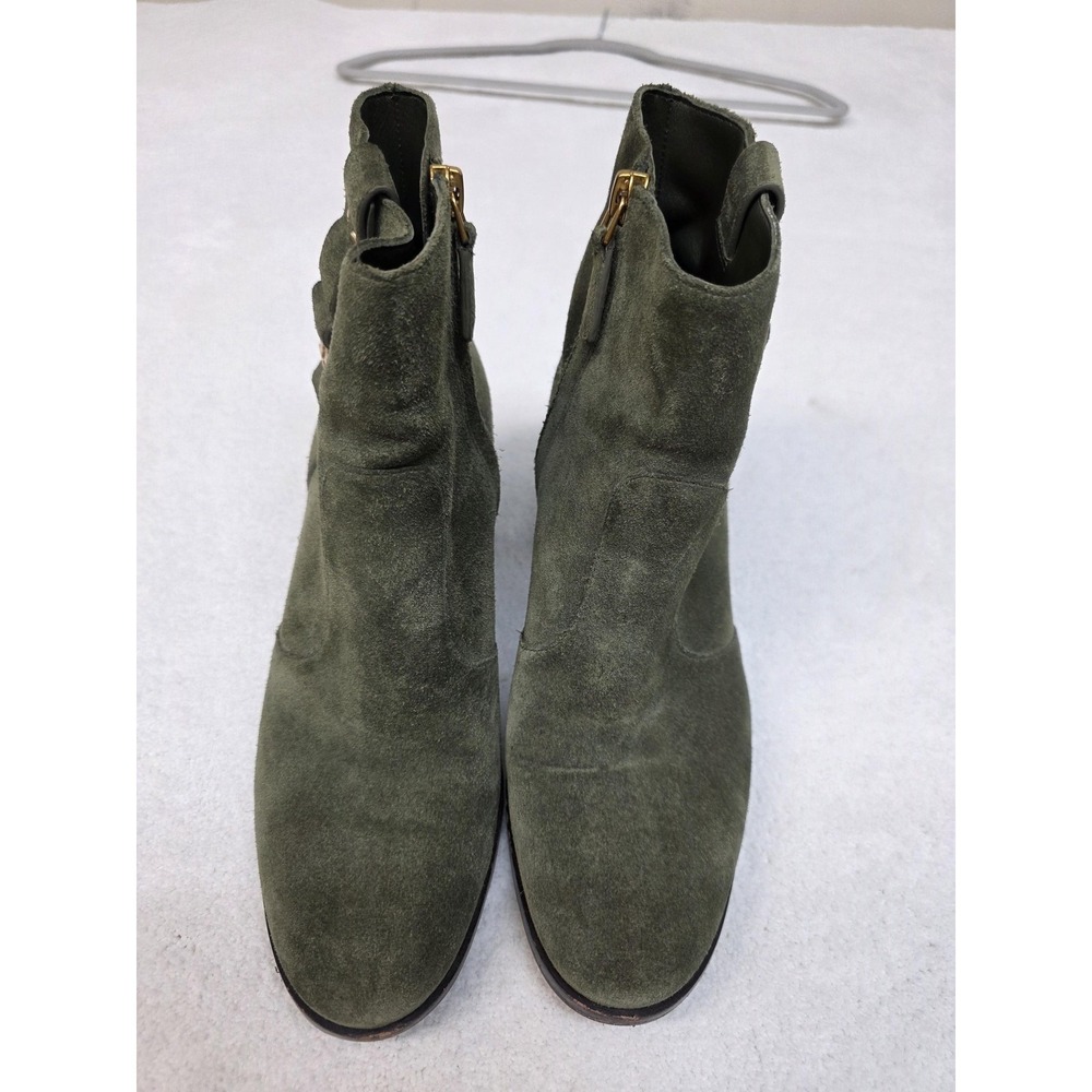 Tory Burch Olive Green Suede Marsden Ankle Boots Size 8M Womens Gold Booties - Picture 3 of 7